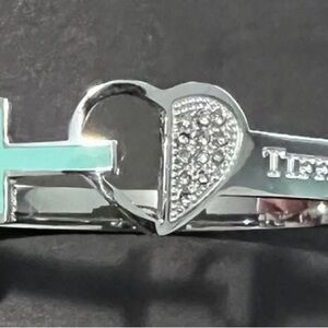 Silver and Blue Heart Cross Bracelet